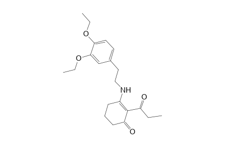 3-[2-(3,4-diethoxyphenyl)ethylamino]-2-(1-oxopropyl)-1-cyclohex-2-enone