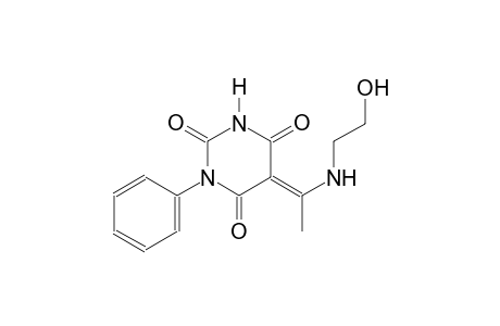 (5E)-5-{1-[(2-hydroxyethyl)amino]ethylidene}-1-phenyl-2,4,6(1H,3H,5H)-pyrimidinetrione