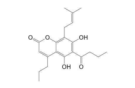 5,7-Dihydroxy-8-(3-methylbut-2-enyl)-6-(1-oxobutyl)-4-propyl-1-benzopyran-2-one