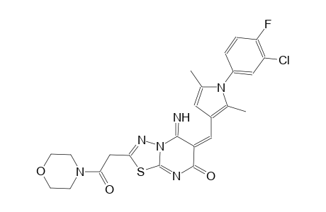 (6E)-6-{[1-(3-chloro-4-fluorophenyl)-2,5-dimethyl-1H-pyrrol-3-yl]methylene}-5-imino-2-[2-(4-morpholinyl)-2-oxoethyl]-5,6-dihydro-7H-[1,3,4]thiadiazolo[3,2-a]pyrimidin-7-one
