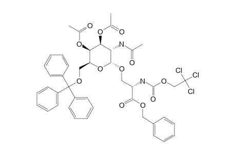 N-TRICHLOROETHOXYCARBONYL-3-O-(2-ACETAMIDO-3,4-DI-O-ACETYL-2-DEOXY-6-O-TRIPHENYLMETHYL-ALPHA-D-GALACTOPYRANOSYL)-L-SERINE-BENZYLESTER