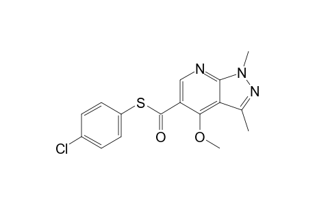 1.3-dimethyl-4-methoxy-1H-pyrazolo[3,4-b]pyridine-5-carbothioic acid, S-(p-chlorophenyl)ester