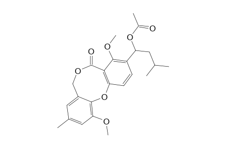PURPACTIN-A-MONOMETHYLESTER;3-1'-ACETOXY-4,11-METHOXY-9-METHYL-3'-METHYLBUTYL-5H,7H-DIBENZO-[B,G]-1,5-DIOXOCIN-5-ONE