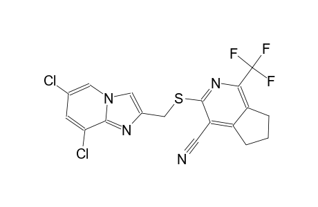 3-{[(6,8-dichloroimidazo[1,2-a]pyridin-2-yl)methyl]sulfanyl}-1-(trifluoromethyl)-6,7-dihydro-5H-cyclopenta[c]pyridine-4-carbonitrile