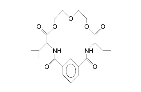 (4S,14S)-4,14-Diisopropyl-6,9,12-trioxa-3,15-diaza-bicyclo(15.3.1)heneicosa-1(21),17,19-triene-2,5,13,16-tetrone