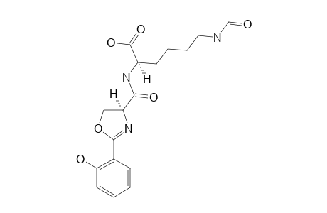 (2-R,9-S)-6-FORMAMIDO-2-[(2-HYDROXYPHENYL)-DELTA-(2)-1,3-OXAZOLINE-4-CARBOXAMIDO]-HEXANOIC_ACID