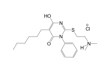 4(3H)-pyrimidinone, 2-[[2-(dimethyl-lambda~5~-azanyl)ethyl]thio]-5-hexyl-6-hydroxy-3-phenyl-, chloride