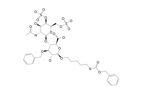N-BENZYLOXYCARBONYL-5-AMINOPENTYL-4-O-(2-ACETAMIDO-2-DEOXY-4,6-DI-O-SULFO-BETA-D-GALACTOPYRANOSYL)-3-O-BENZYL-BETA-D-GLUCOPYRANOSIDURONIC-ACID