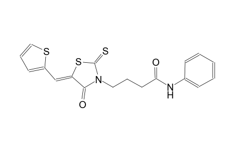 4-[(5Z)-4-oxo-5-(2-thienylmethylene)-2-thioxo-1,3-thiazolidin-3-yl]-N-phenylbutanamide