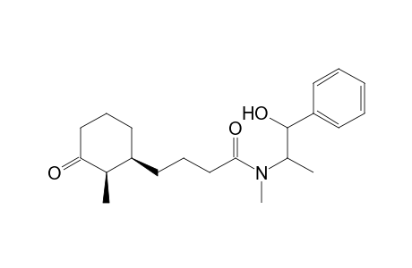 Cyclohexanebutanamide, N-(2-hydroxy-1-methyl-2-phenylethyl)-N,2-dimethyl-3-oxo-, [1R-[1.alpha.(1S*,2R*),2.beta.]]-