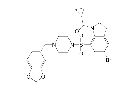 1H-indole, 7-[[4-(1,3-benzodioxol-5-ylmethyl)-1-piperazinyl]sulfonyl]-5-bromo-1-(cyclopropylcarbonyl)-2,3-dihydro-