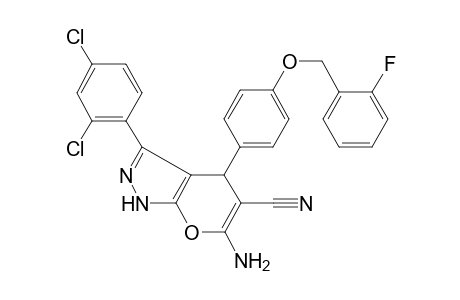 6-Amino-3-(2,4-dichlorophenyl)-4-[4-(2-fluorobenzyl)oxyphenyl]-2,4-dihydropyrano[2,3-c]pyrazole-5-carbonitrile