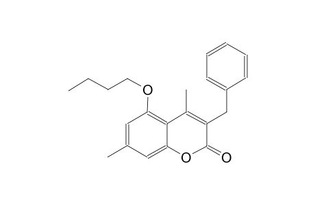2H-1-benzopyran-2-one, 5-butoxy-4,7-dimethyl-3-(phenylmethyl)-