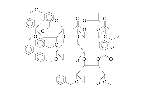 METHYL 2-O-BENZOYL-4-O-BENZYL-3-O-[4-O-BENZYL-3-O-(2,3,4,6-TETRA-O-BENZYL-ALPHA-D-GLUCOPYRANOSYL)-2-O-(2,3,4-TETRA-O-ACETYL-ALPHA-L-RHAMNOPYRANOSYL)-ALPHA-L-RHAMNOPYRANOSYL]-ALPHA-L-RHAMNOPYRANOSIDE