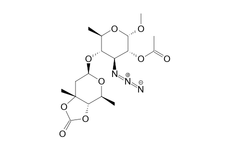 .alpha.-D-Glucopyranoside, methyl 3-azido-4-O-(3,4-O-carbonyl-2,6-dideoxy-3-C-methyl-.alpha.-L-ribo-hex opyranosyl)-3,6-dideoxy-, 2-acetate