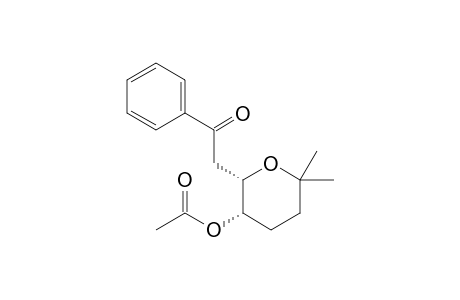 (+-)-(2S,3S)-6,6-Dimethyl-2-(2-oxo-2-phenylethyl)tetrahydro-2H-3-pyranyl acetate