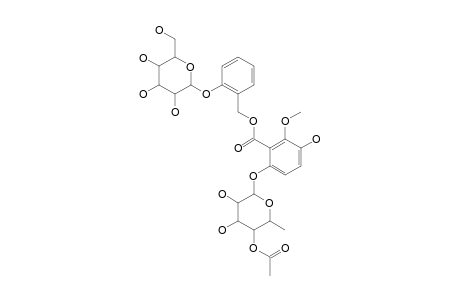 2'-BETA-D-GLUCOPYRANOSYLOXYBENZYL_6-ALPHA-L-(4'-O-ACETYL)-RHAMNOPYRANOSYLOXY-3-HYDROXY-2-METHOXYBENZOATE