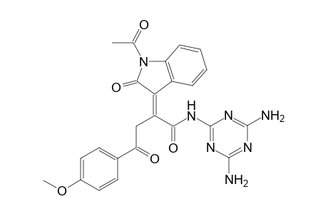 2-[(2E)-2-(1-Acetyl-2-oxo-1,2-dihydro-3H-indol-3-ylidene)-4-(4-methoxylphenyl)-4-oxobutanoyl]amino-4,6-diamino-1,3,5-triazine