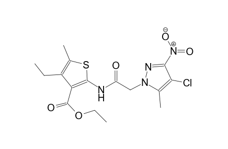 ethyl 2-{[(4-chloro-5-methyl-3-nitro-1H-pyrazol-1-yl)acetyl]amino}-4-ethyl-5-methyl-3-thiophenecarboxylate