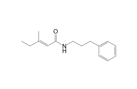(E)-N-(3-Phenylpropyl)-3-methyl-2-pentenamide