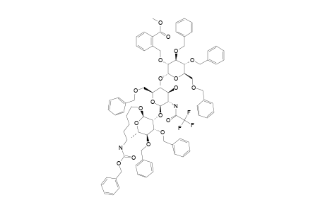 #23;5-[(BENZYLOXYCARBONYL)-AMINO]-PENTYL-[3,4,6-TRI-O-BENZYL-2-O-(2-METHOXYCARBONYLBENZY)-ALPHA-D-GLUCOPYRANOSYL]-(1->4)-(6-O-BENZYL-2-DEOXY-2-TRIFLUOROACETAMI