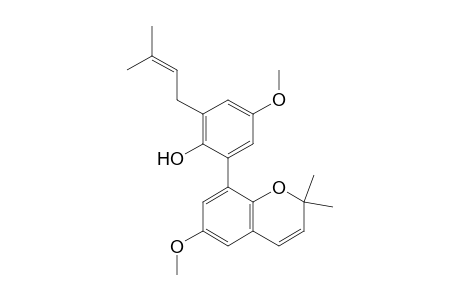 4-Methoxy-2-(6-methoxy-2,2-dimethyl-1-benzopyran-8-yl)-6-(3-methylbut-2-enyl)phenol