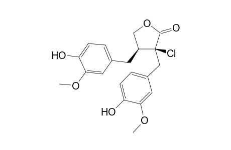 2S-Chloro-2-(3'-methoxy-4'-hydroxybenzyl)-3S-(3"-methoxy-4"-hydroxybenzyl)-.gamma.-butyrolactone