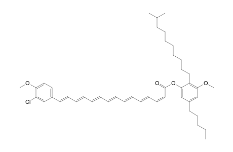 2,4,6,8,10,12,14-Pentadecaheptaenoic acid, 15-(3-chloro-4-methoxyphenyl)-, 3-methoxy-2-(9-methyldecyl)-5-pentylphenyl ester