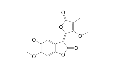 (3E)-5-hydroxy-3-(5-keto-3-methoxy-4-methyl-2-furylidene)-6-methoxy-7-methyl-benzofuran-2-one