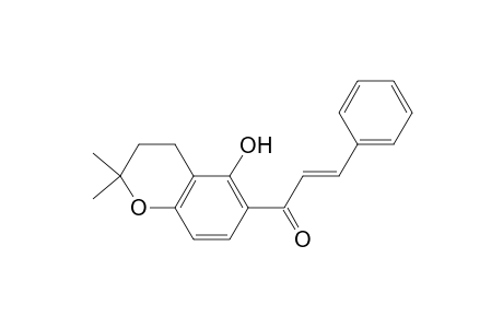 (E)-1-(2,2-dimethyl-5-oxidanyl-3,4-dihydrochromen-6-yl)-3-phenyl-prop-2-en-1-one
