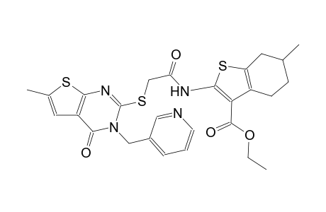 ethyl 6-methyl-2-[({[6-methyl-4-oxo-3-(3-pyridinylmethyl)-3,4-dihydrothieno[2,3-d]pyrimidin-2-yl]sulfanyl}acetyl)amino]-4,5,6,7-tetrahydro-1-benzothiophene-3-carboxylate