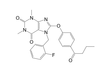 7-[(2-fluorophenyl)methyl]-1,3-dimethyl-8-[4-(1-oxobutyl)phenoxy]purine-2,6-dione
