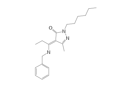4-(1-BENZYLAMINOPROPYLIDENE)-1-(N-HEXYL)-3-METHYL-2-PYRAZOLIN-5-ONE