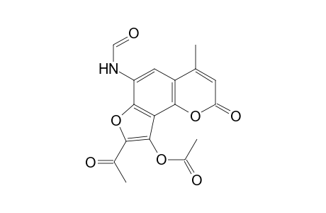 Acetic acid, (2-acetyl-4-formylamino-6-methyl-8-oxo-8H-pyrano[2,3-E][1]benzofuran-1-yl) ester