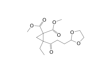 1,1-Cyclopropanedicarboxylic acid, 2-[3-(1,3-dioxolan-2-yl)-1-oxopropyl]-2-ethyl-, dimethyl ester, (.+-.)-