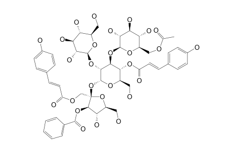 FALLAXOSE-C;1-O-PARA-COUMAROYL-(3-O-BENZOYL)-BETA-D-FRUCTOFURANOSYL-(2->1)-[BETA-D-GLUCOPYRANOSYL-(1->2)]-[6-O-ACETYL-BETA-D-GLUCOPYRANOSYL-(1->3)]