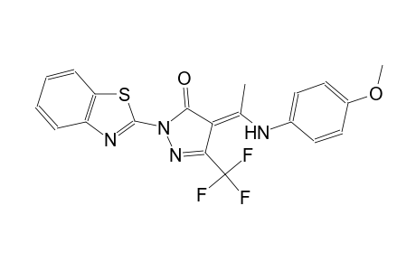 (4E)-2-(1,3-benzothiazol-2-yl)-4-[1-(4-methoxyanilino)ethylidene]-5-(trifluoromethyl)-2,4-dihydro-3H-pyrazol-3-one