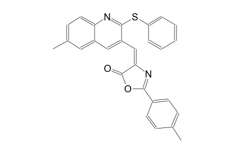 5(4H)-oxazolone, 2-(4-methylphenyl)-4-[[6-methyl-2-(phenylthio)-3-quinolinyl]methylene]-, (4E)-