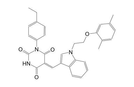 (5Z)-5-({1-[2-(2,5-dimethylphenoxy)ethyl]-1H-indol-3-yl}methylene)-1-(4-ethylphenyl)-2,4,6(1H,3H,5H)-pyrimidinetrione