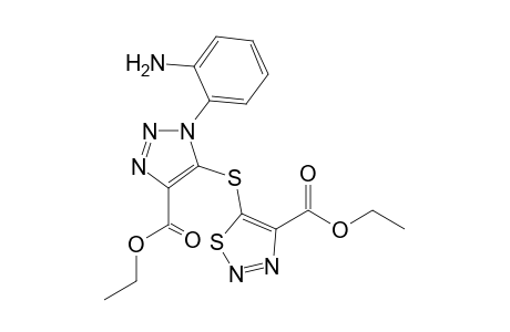 5-[[3-(2-aminophenyl)-5-carbethoxy-triazol-4-yl]thio]thiadiazole-4-carboxylic acid ethyl ester