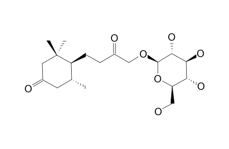 SEDUMOSIDE-I;(5R,6S)-MEGASTIGMAN-10-O-BETA-D-GLUCOPYRANOSIDE-3,9-DIONE