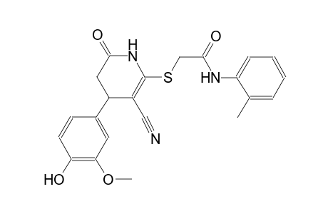 acetamide, 2-[[3-cyano-1,4,5,6-tetrahydro-4-(4-hydroxy-3-methoxyphenyl)-6-oxo-2-pyridinyl]thio]-N-(2-methylphenyl)-