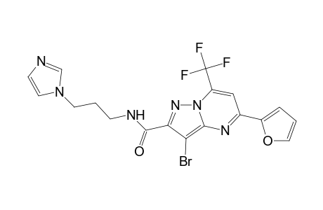 3-Bromanyl-5-(furan-2-yl)-N-(3-imidazol-1-ylpropyl)-7-(trifluoromethyl)pyrazolo[1,5-a]pyrimidine-2-carboxamide