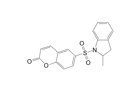 2H-1-Benzopyran-2-one, 6-[(2,3-dihydro-2-methyl-1H-indol-1-yl)sulfonyl]-