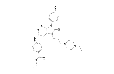 benzoic acid, 4-[[[1-(4-chlorophenyl)-3-[3-(4-ethyl-1-piperazinyl)propyl]-5-oxo-2-thioxo-4-imidazolidinyl]acetyl]amino]-, ethyl ester