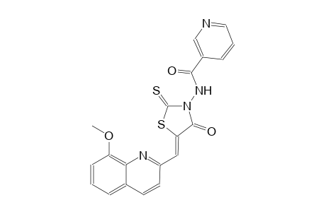 3-pyridinecarboxamide, N-[(5Z)-5-[(8-methoxy-2-quinolinyl)methylene]-4-oxo-2-thioxothiazolidinyl]-