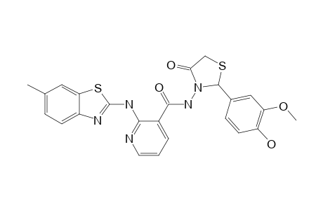N-[2-(4-HYDROXY-3-METHOXY-PHENYL)-4-OXO-1,3-THIAZOLIDIN-3-YL]-2-[(6-METHYL-1,3-BENZOTHIAZOL-2-YL)-AMINO]-PYRIDINE-3-CARBOXAMIDE