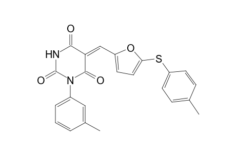 (5Z)-1-(3-methylphenyl)-5-[[5-(4-methylphenyl)sulfanylfuran-2-yl]methylidene]-1,3-diazinane-2,4,6-trione