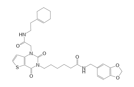 N-(1,3-benzodioxol-5-ylmethyl)-6-(1-(2-{[2-(1-cyclohexen-1-yl)ethyl]amino}-2-oxoethyl)-2,4-dioxo-1,4-dihydrothieno[3,2-d]pyrimidin-3(2H)-