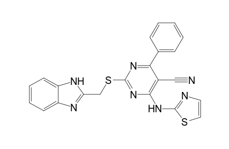 2-((1H-Benzo[d]imidazol-2-yl)methylthio)-4-phenyl-6-(thiazol-2-ylamino)pyrimidine-5-carbonitrile